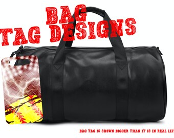 Softball Bag Tag | Maroon Stadium Grunge |Sublimation Design Downloads | Sports Bag Tag