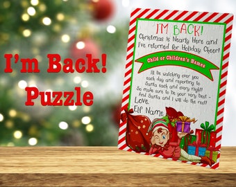 Singular version of I'm Back Elf Puzzle Graphic | Sublimation Template PNG