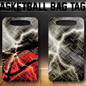 Sublimation Design Downloads | Sports Bag Tag | Basketball Bag Tags | Black Grunge Basketball Tag