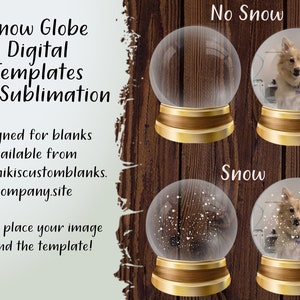 Snow Globe Ornament with and without Snow, Sublimation Template