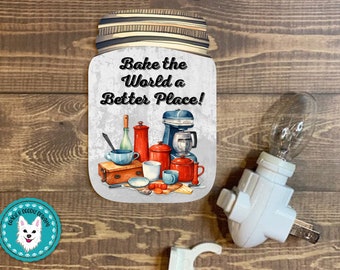 Mason Jar Baking Design: Vintage Kitchen Night Light (Digital PNG)