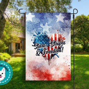 Stars Stripes & Freedom Garden Flag | Sublimation Design | Banner | Can be personalized