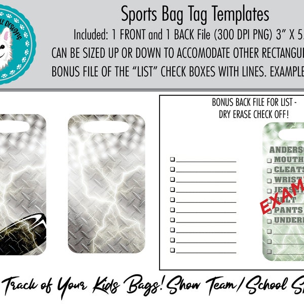 Sublimation Design Downloads | Sports Bag Tag | Hockey Bag Tags | Silver Hockey Corner Puck | Hockey Grunge Tag