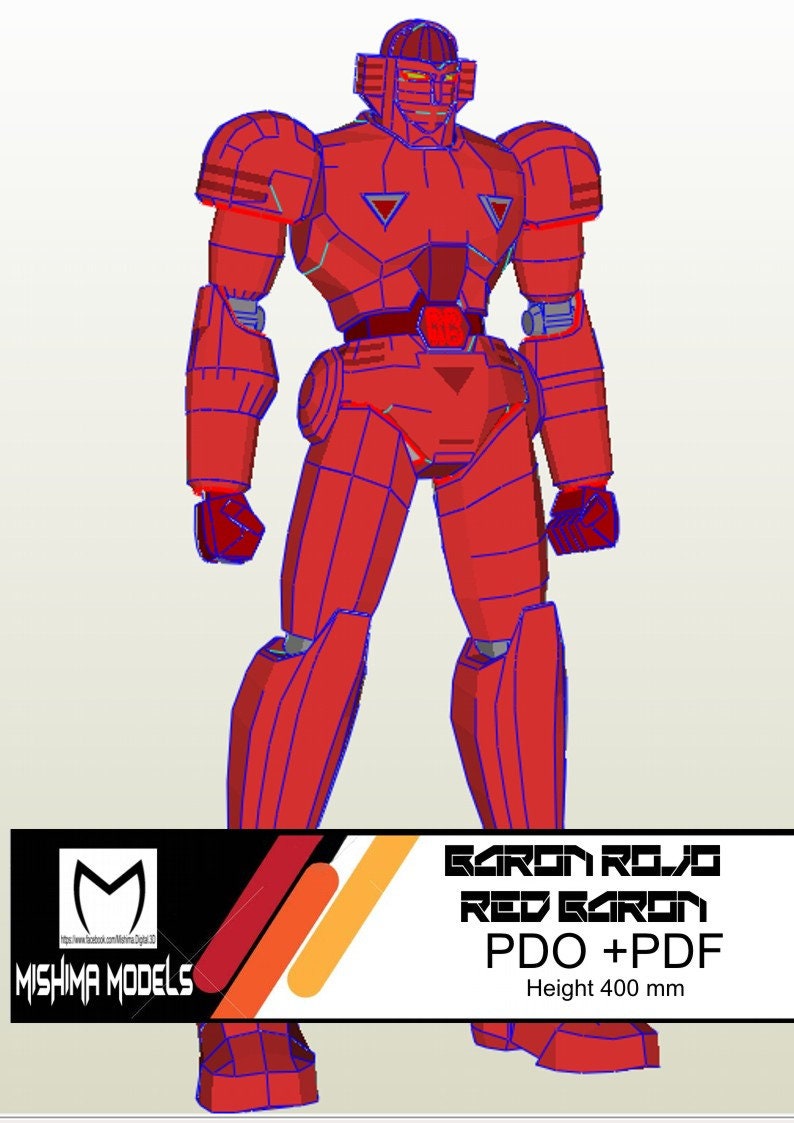 Paper Model Red Baron Papercraft Pdo Pdf Anime Red Baron (red Baron) - Etsy