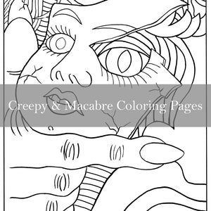 From Beware The Dolls Coloring Book: Dolls Page 21 - Doll Face - Instant Download - creepy Halloween Samhain scary horror spooky