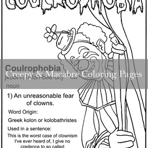 From The Coulrophobia Coloring Book: Clowns Page 1 - Title Page - Instant Download - creepy Halloween Samhain scary horror spooky