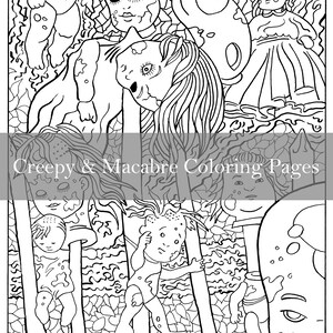 From Beware The Dolls Coloring Book: Dolls Page 11 - Doll Island - Instant Download - creepy Halloween Samhain scary horror spooky
