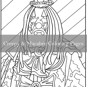 From The Coulrophobia Coloring Book: Clowns Page 11 - Dred The Clown - Instant Download - creepy Halloween Samhain scary horror spooky