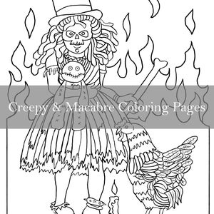 From Beware The Dolls Coloring Book: Dolls Page 24 - Voo Doo Child - Instant Download - creepy Halloween Samhain scary horror spooky