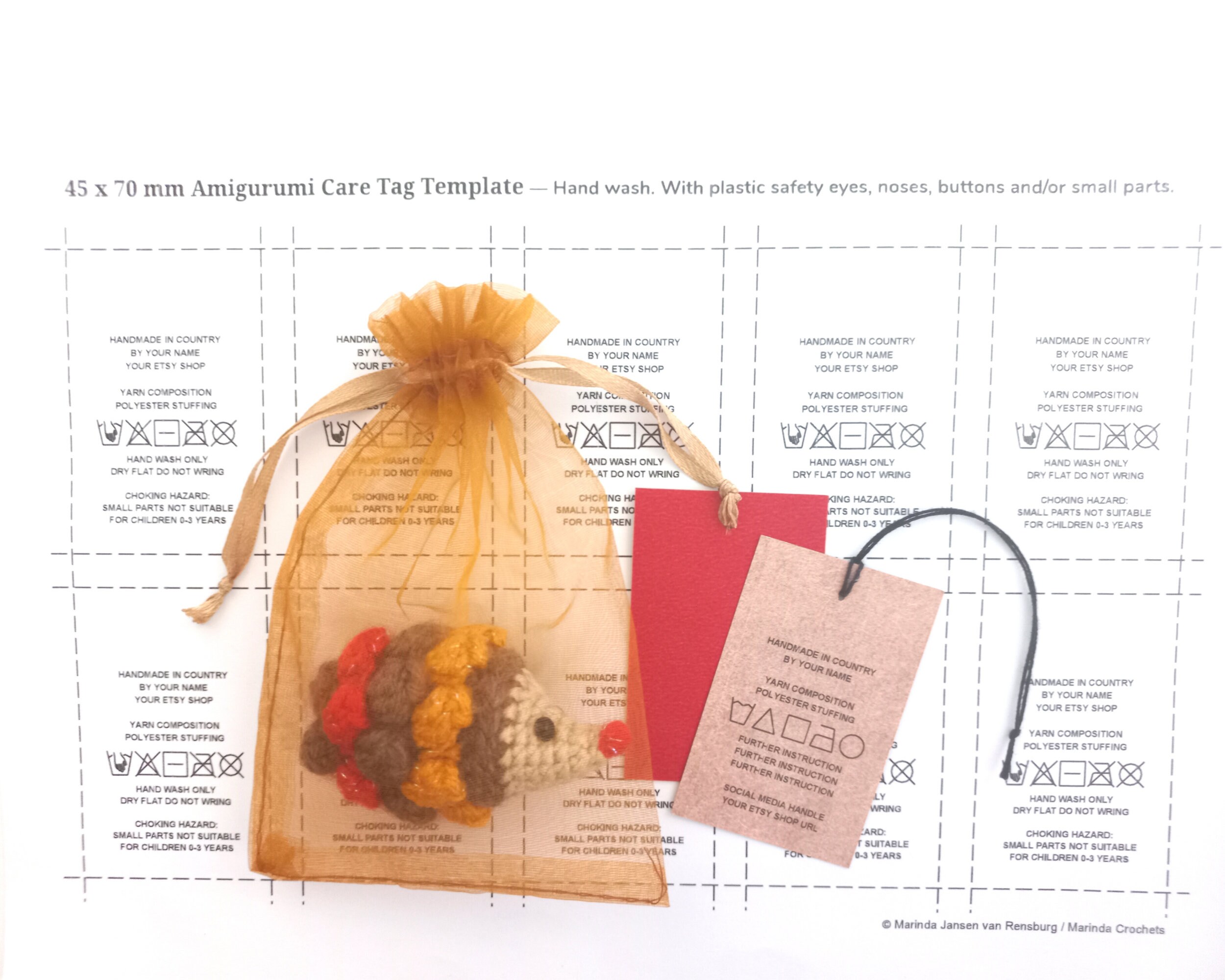 Amigurumi Care Tag Choking Hazard Label. Edit & Print PDF - Etsy