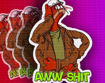 PRAWN Aww S*** Funny construction blue collar Sticker