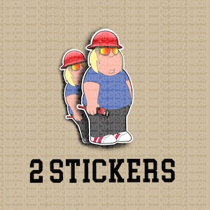 May include: Two cartoon stickers of a person wearing a red hard hat and blue shirt holding a wrench. The text "2 STICKERS" is below the stickers.