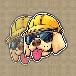 Construction Worker Dog Labrador Sticker or Magnet