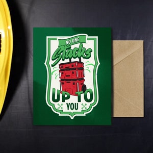 May include: A green card with a red toolbox illustration and the text "No one stacks up to you".