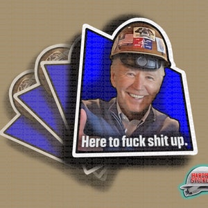 Biden Backwards Hard Hat Funny Meme Sticker or Magnet