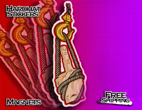 Rigging Finger Hard Hat Sticker or Magnet
