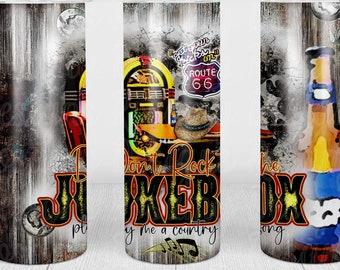 Don't Rock The Jukebox PNG, Seamless Tumbler Wrap, Tumbler Design, Tumbler PNG, Sublimation Tumbler, PNG 2022, Country Music, 20 oz