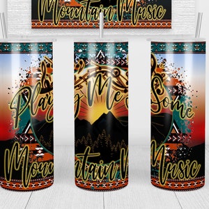 Mountain Music PNG, Seamless Tumbler Wrap, Tumbler Design, Tumbler PNG, Sublimation Tumbler, PNG 2022, Country Music, 20 oz