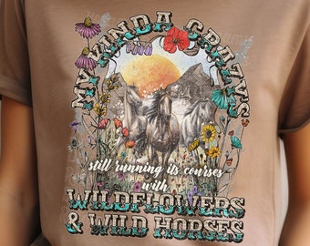 Wildflowers And Wild Horses, Comfort Colors Tee, Oversized Tee, Front Design, Concert Shirt, Country Music T Shirt, Western, Gift for Her