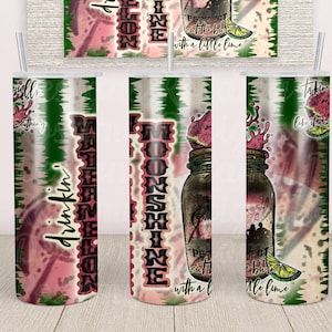 Watermelon Moonshine PNG, Seamless Tumbler Wrap, Tumbler Design, Tumbler PNG, Sublimation Tumbler, Country Music, 20 oz
