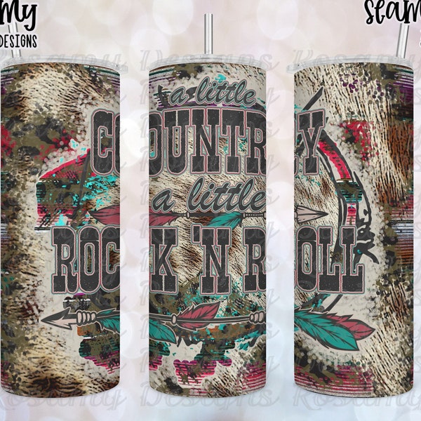 Little Country Little Rock N Roll PNG, Seamless Tumbler Wrap, Tumbler Design, Tumbler PNG, Sublimation Tumbler, Country Music, 20 oz