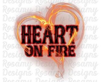Heart On Fire PNG, Sublimation PNG, TShirt Design, Design Download, Sublimation Transfer, Retro Sublimation, Country Western
