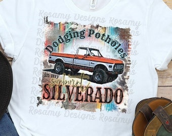 Sunburnt Silverado T Shirt, Graphic, Country Music, Country Western, White, Bella Canvas
