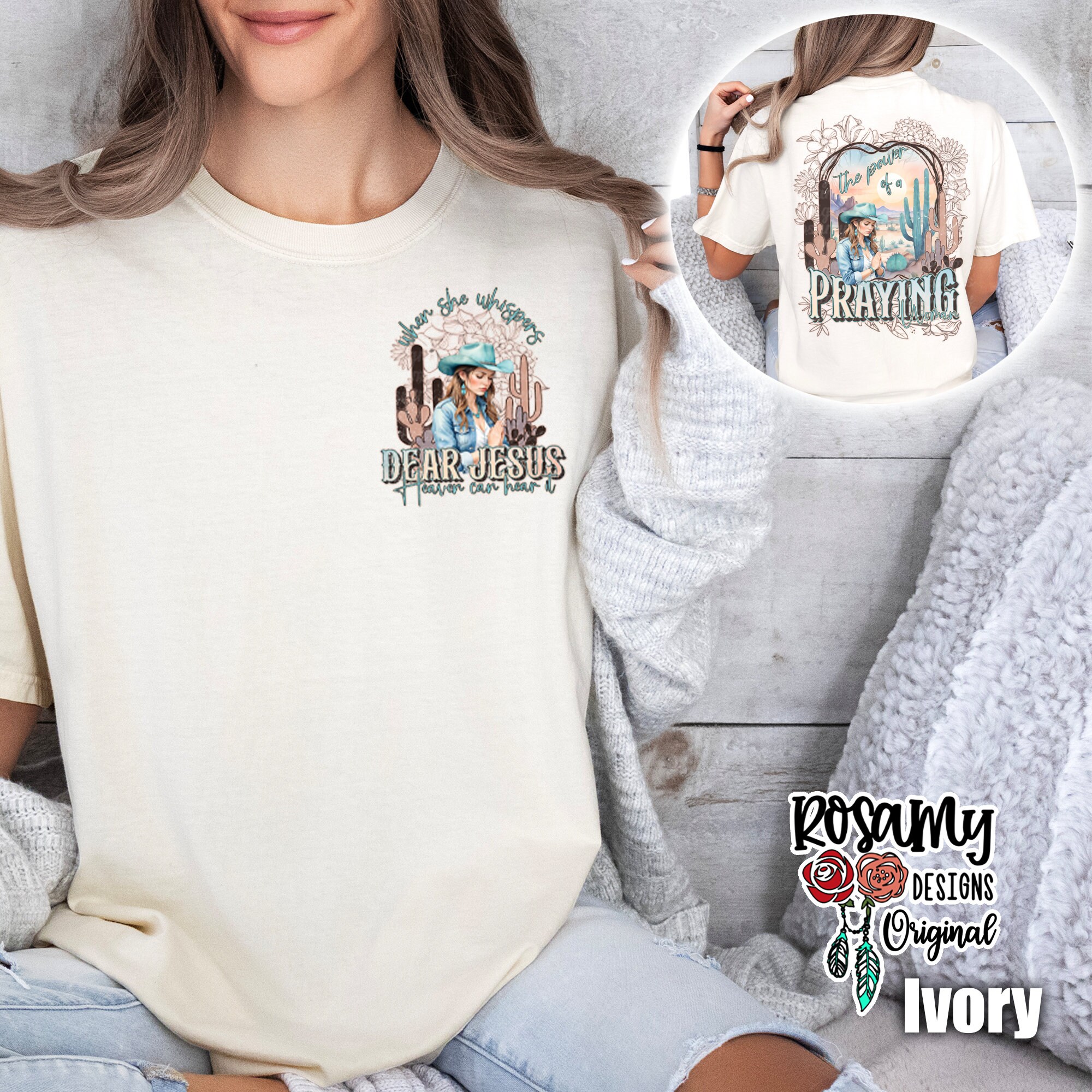 Praying Woman Tee, Comfort Colors, Oversized, Front and Back