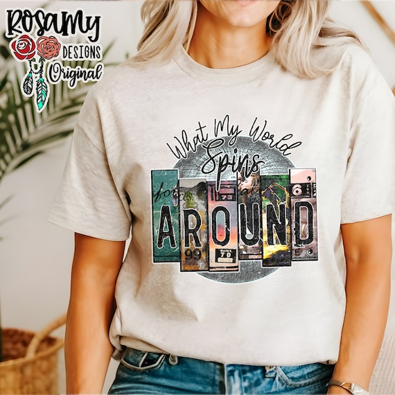 私の世界が回転するTシャツ、ベラキャンバスTシャツ、ユニセックスT