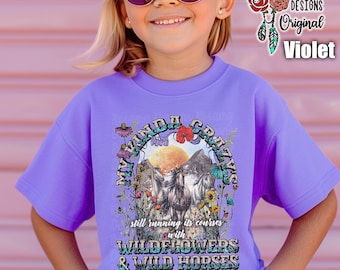 Wildflowers And Wild Horses, Comfort Colors Youth Tee, Midweight, Soft,, Concert Shirt, Country Music T Shirt, Western, Gift for Her