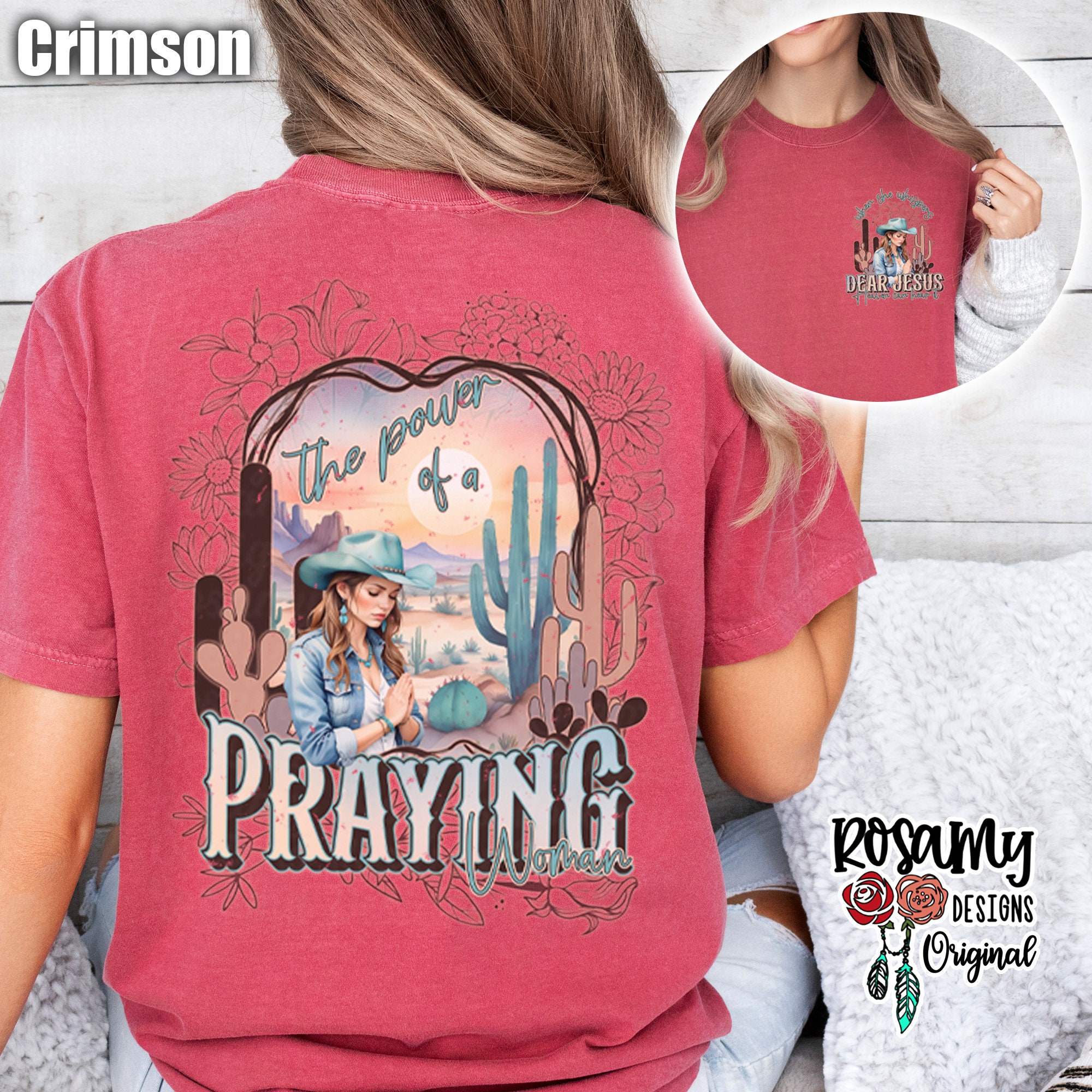 Praying Woman Tee, Comfort Colors, Oversized, Front and Back