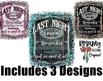 Letzte Nacht PNG, 3 Designs, Sublimation PNG, T-Shirt-Design, Design-Download, Sublimationstransfer, Retro Sublimation, Country Western