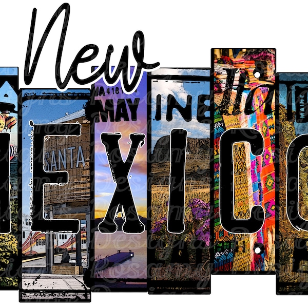 New Mexico PNG, Sublimation PNG, License Plate, TShirt Design, Design Download, Sublimation Transfer, Retro Sublimation