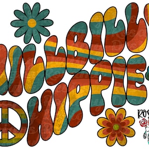 Hillbilly Hippie PNG, Sublimation PNG, Design Download, Sublimation Transfer, Retro Sublimation, Groovy Wavy, Country Music, Concert