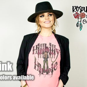 Hillbilly Hippie Tee, Bella Canvas Tee, Unisex Tee, Front Design, Concert Shirt, Country Music T Shirt, Western