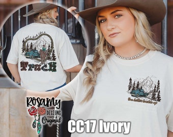 Heart Like A Truck Tee, Comfort Colors Tee, Oversized Tee, Front And Back Design, Matching Pocket Design, Country Music T Shirt, Western
