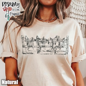 Vintage Western Shirt, Saddles, Horses, T-Shirt, Tee, Cowgirl, Cowboy, Rodeo, Bella Canvas, Unisex, Country Western, Trendy, Gift for Her