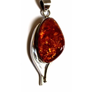 Vintage Baltic Amber Pendant: 925 Sterling Silver, European Design