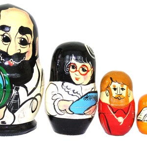 Vintage Matrioshka Unique Russian Hand Painted Nesting Doll – Russian Teachers Team – Signed by the Artist, Traditional Russian Souvenir