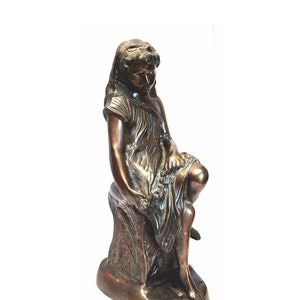 Vintage Bronze Moreau Style Sculpture: Resting Classical Lady