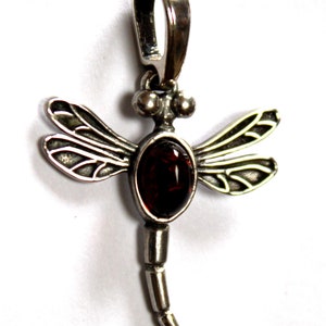 Vintage Baltic Amber Dragonfly Pendant: 925 Sterling Silver, European Design