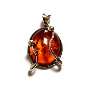 Vintage Baltic Amber Pendant: Sterling Silver, Handmade in Poland