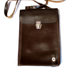 Vintage Authentic Soviet Officer Genuine Leather Map Case Planshet Original USSR Military Stamp #79