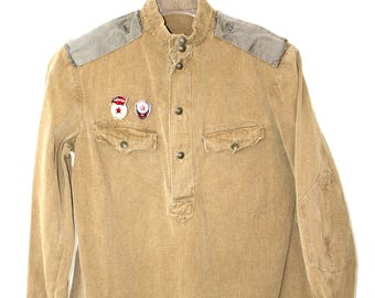 ORIGINAL Vintage 1966 USSR Military Medium Army Cotton Tunic