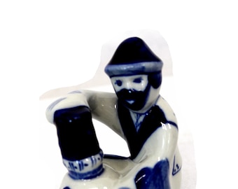 Figura de porcelana Gzhel vintage, arte ruso pintado a mano, década de 1990 n.° 34