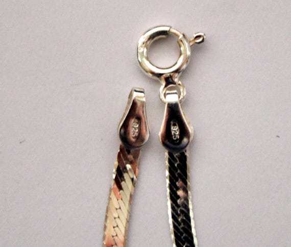Vintage Italian Sterling Silver Herringbone Chain… - image 10