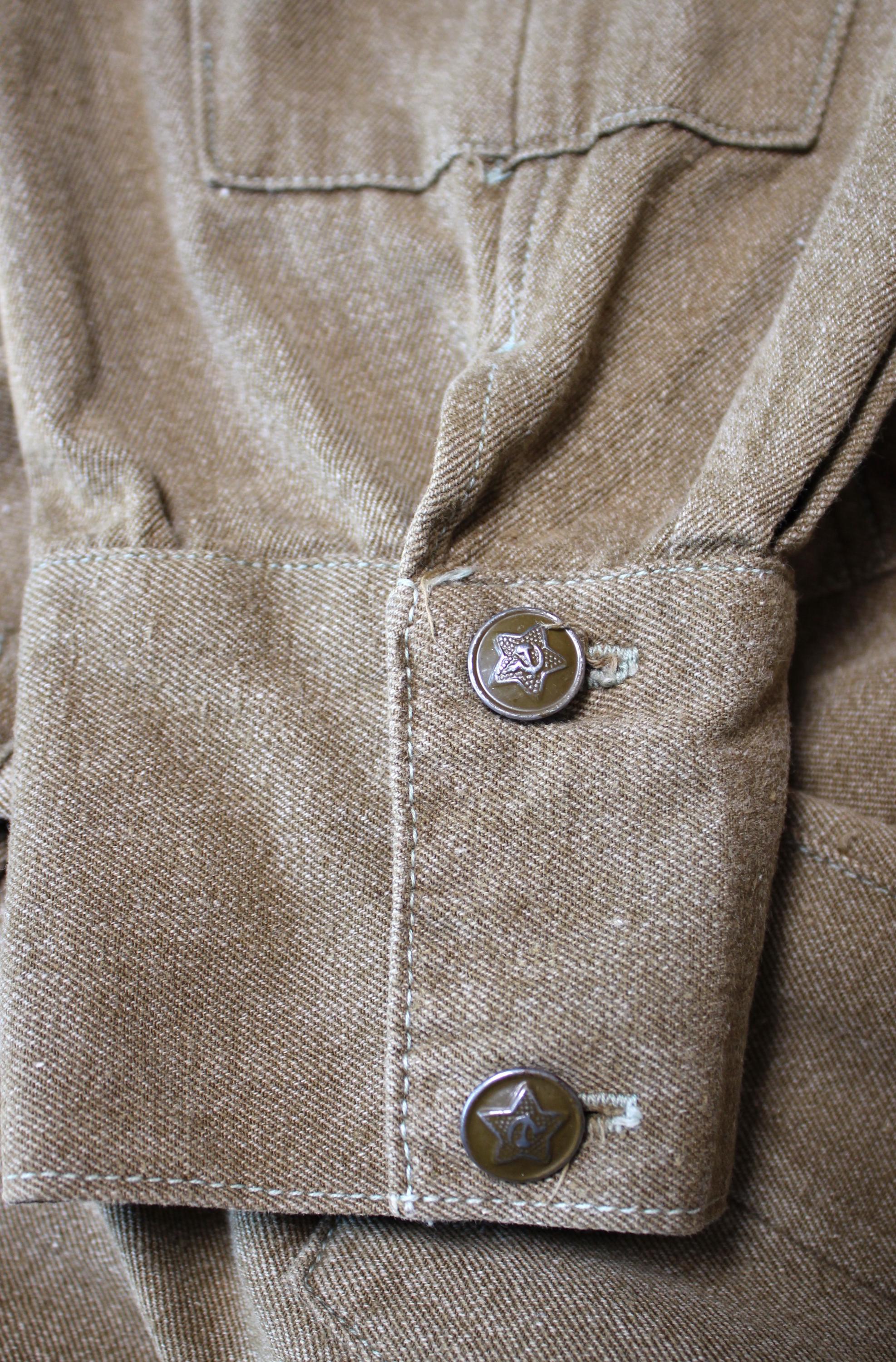 ORIGINAL Vintage USSR Army Cotton Tunic Gymnasterka, Extra Buttons
