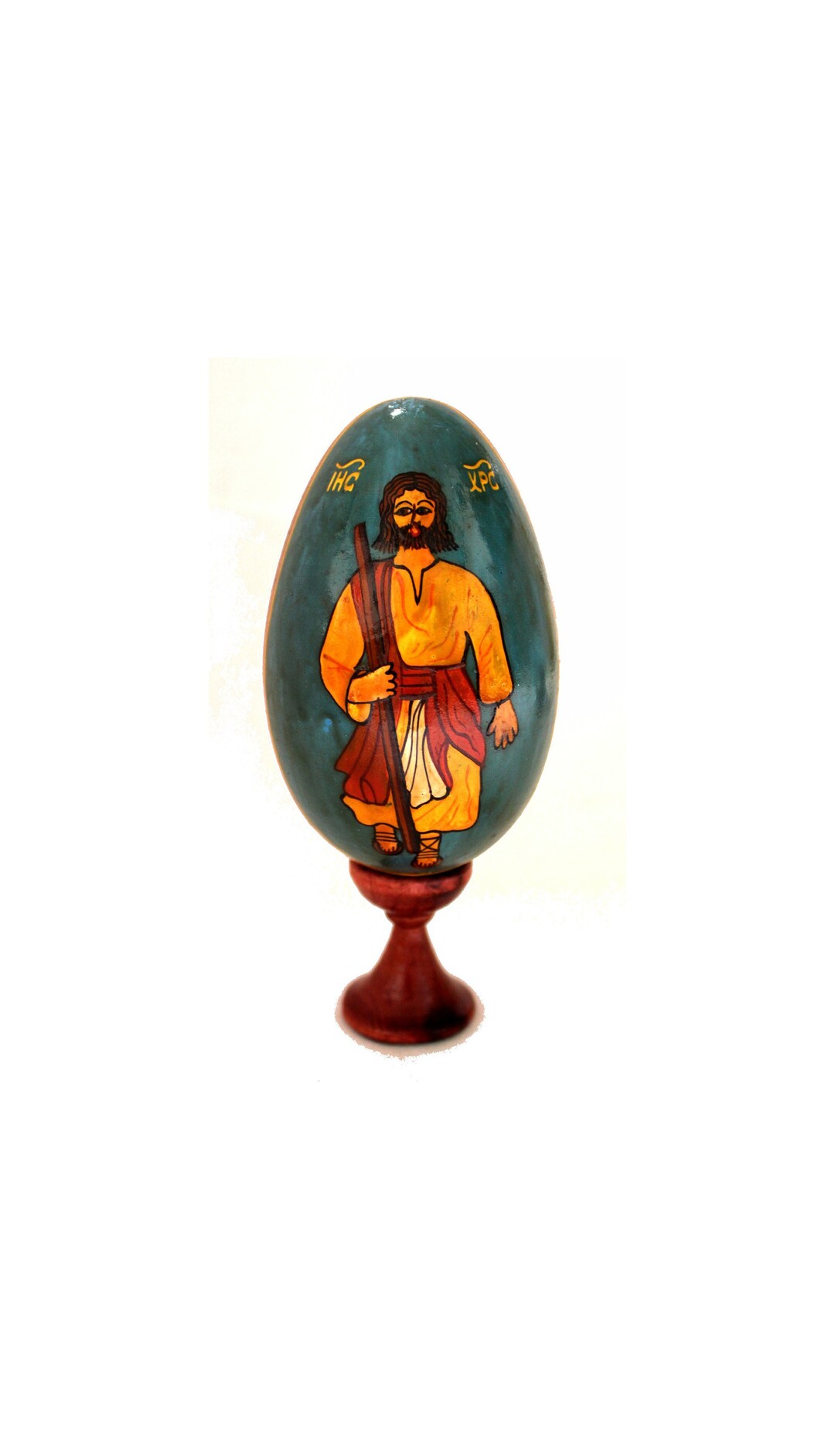Vintage Ukrainian Hand Painted Wooden Easter Egg With Stand #104 - Etsy