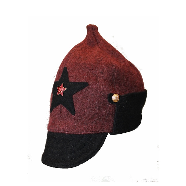 Copy of 1918 SOVIET Cavalry Red Army Civil War Hat Budenovka with Red Star Hammer and Sickle Capbadge and Buttons ; Vintage,USSR 1980th; #89