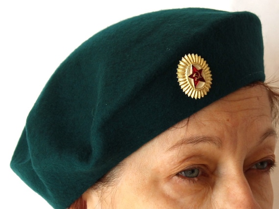 Arlin Green Wool Beret Vtg 100% Felted Wool Arlin Bucket Hat One Size Dark Green  main image 2